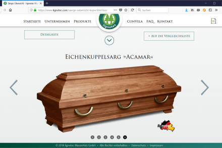 Screanshot neues Webdesign Sargfabrik lignotec MassivHolz GmbH Berlin